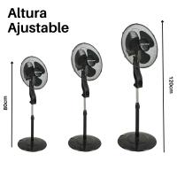 Max Star Ventilador de Pie 40W, Oscilante, Potente, Silencioso, Rejilla de Seguridad, 3 Velocidades, Altura Ajustable, 3 Aspas, Diametro 40cm, Base Redonda Estable, Cabezal Inclinable, Negro - details 1