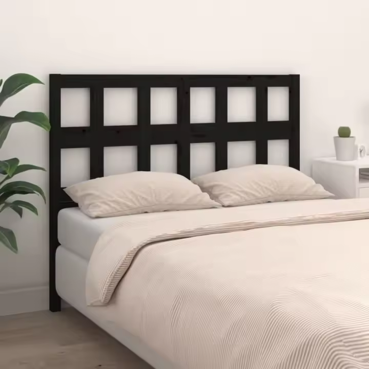 Cabecero de cama madera maciza de pino negro 205,5x4x100 cm - 1