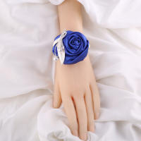 Corsé De Rosa Azul Para Boda Accesorios De Vestimenta Para Novio Y Novia Broche Artificial De Flores Sin Ingredientes Químicos Peligrosos - details 7