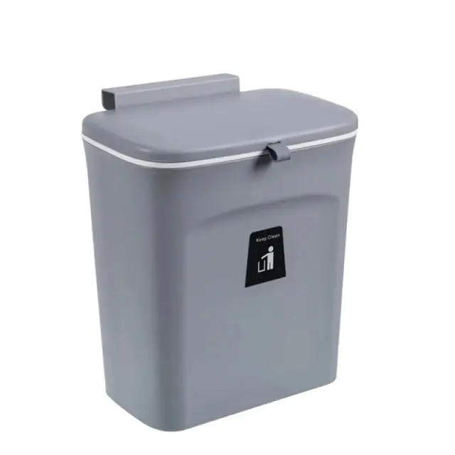 Cesta De Basura Montada En La Pared 7/10L Eco-amigable Para Cocina Y Baño Con Tapa Accesorios De Cocina Plástico Rectangular - 1