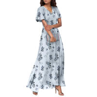 Vestido Largo Elegante Con Cuello En V Para Mujer Traje De Boda De Noche Fiesta Vestido De Fiesta Manga Corta Adecuado Para Primavera Verano Otoño - details 40