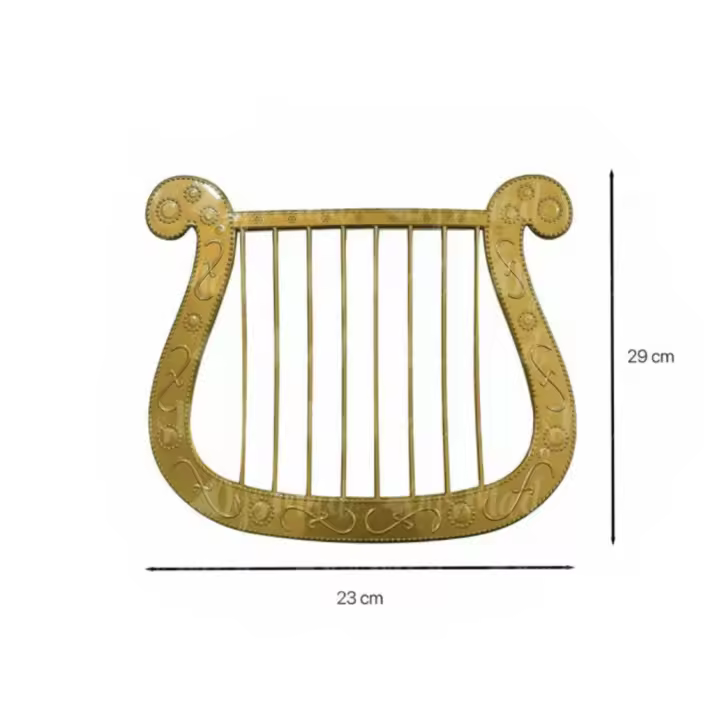 Lira de color oro para disfraz de ángel - Arpa dorada para ángel - 23x29cm - 1