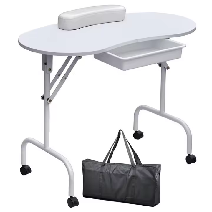 Mesa de manicura plegable con cajón sin aspirador Blanca Gelusa - 1
