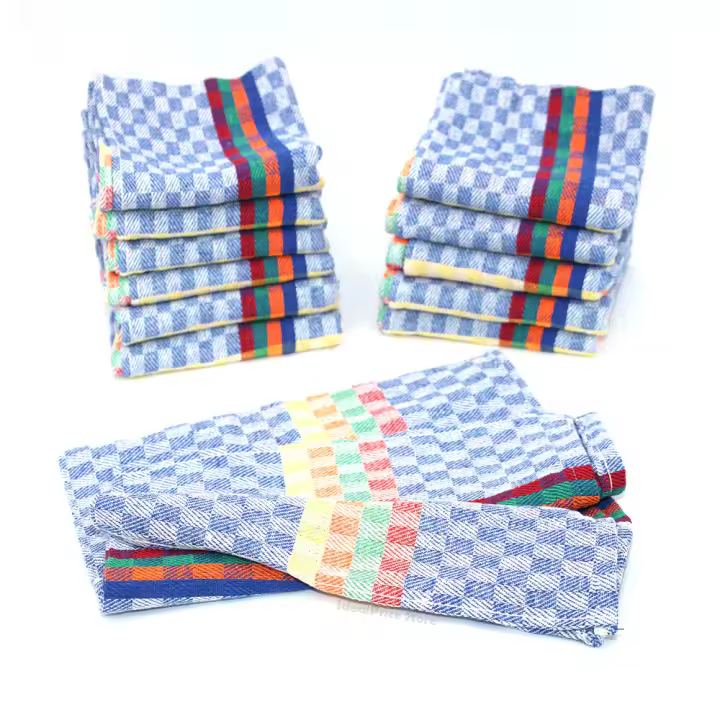 Juego de 6/12 Paños, Paños de cocina 80% Algodón, Pack de ahorro 6/12 Unidades Colores con Rayas Azul Verde Rojo, Paño Vajilla - 1