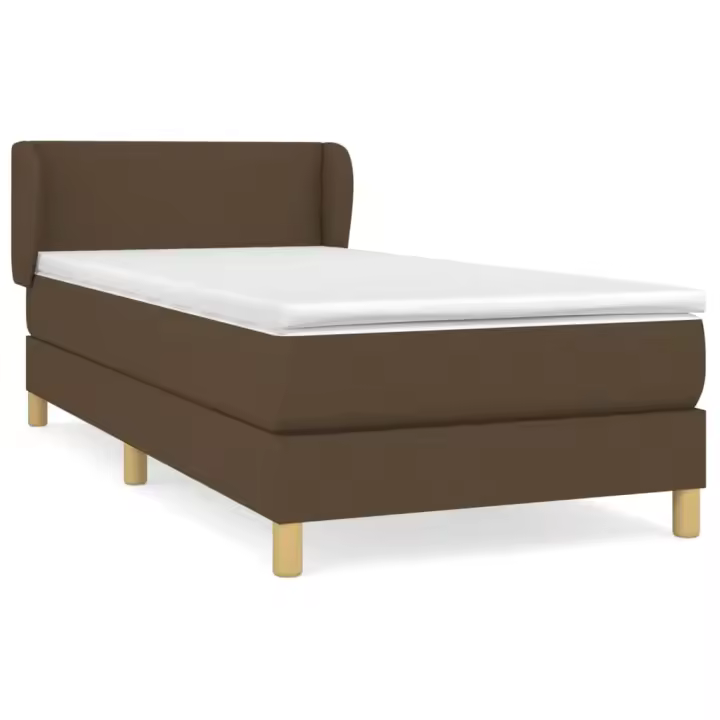vidaXL Cama box spring con colchón tela marrón oscuro 80x200 cm - 1