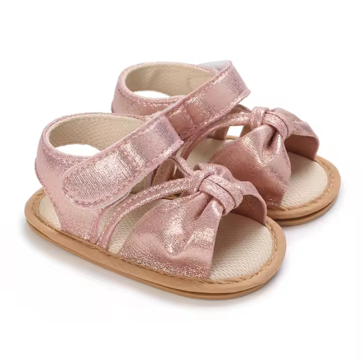 Zapatillas De Verano Para Bebé Niña Con Lazo Antideslizante Suaves Y Cómodas Suela De Goma Zapatos De Primera Caminata Para Princesa - 1
