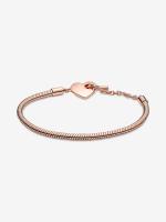 Pandora Moments with Cadena de Serpiente y Barra en T with Corazón-Baño de Oro Rosa de 14 K - details 4