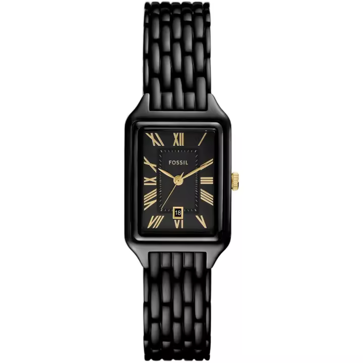 Reloj Fossil Raquel de acero inoxidable negro con tres agujas y fecha ES5385 - 1