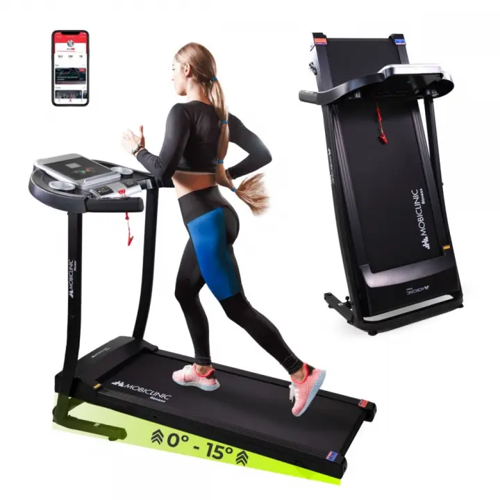 Mobiclinic Cinta correr plegable Bluetooth altavoz 12km/h Sistema elevación App pantalla LCD 139x61x113 cm Silenciosa ETNA - 1