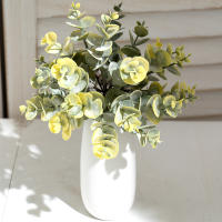 6 Piezas De Mini Eucalipto Artificial Hoja Verde Plástica Decoración Para Hogar Sala De Estar Jardín Fiesta Boda Decoración Floral Falsa - details 2
