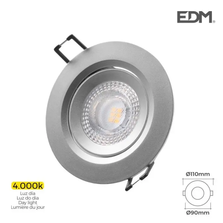 Downlight led empotrable redondo 5w 4000k luz día Color cromo ø9cm EDM - 1
