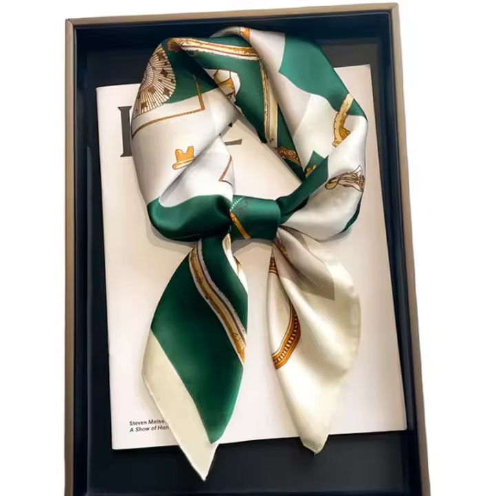 Pañuelo De Lujo Para Mujer 2024 Neckerchief En Satén Y Seda Fashion Wraps Cabeza Y Cuello Envoltura De Moda Para Viajes Y Calor - 1