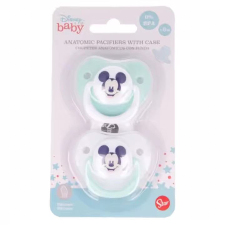 Chupete Anatómico Mickey Mouse Verde Silicona 6m+ X2 - 1