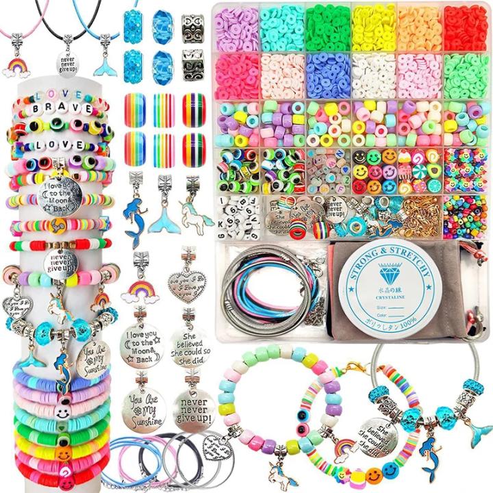 Kit De Manualidades Para El Día De San Valentín: 3400 Piezas De Encantos Y Perlas Para Hacer Pulseras De Amistad DIY Regalos De Cumpleaños Y Navidad Para Niñas