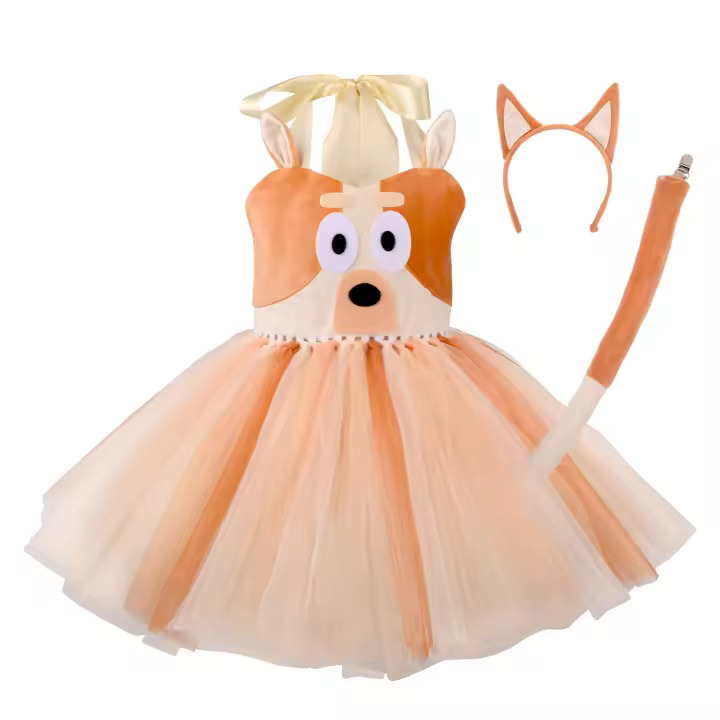 Vestido De Princesa Azul De Anime Para Niñas 80-150cm Disfraz De Cumpleaños Y Performance En Escenario Ropa De Cosplay De Bluey - 1