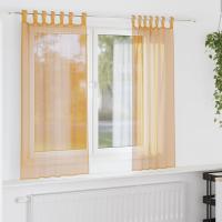 vidaXL Cortinas de gasa con trabillas 2 uds 140x140 cm en color Morado/Terracota/Tuquesa y más | protección solar decorativa para ventanas hogar oficina dormitorio fácil de instalar - details 4