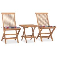 vidaXL Set comedor de jardín plegable 3 piezas madera de teca cojines en color Estampados cuadros grises/Antracita/Azul real y más | acolchados duraderos para sofás de jardín terraza exterior - details 7