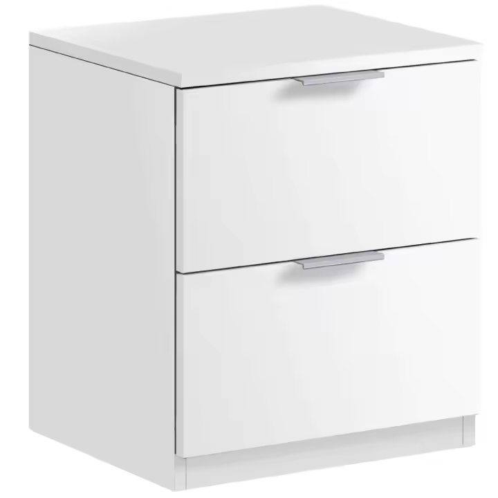Mesita de noche 2 cajones mesilla dormitorio habitación estilo moderno color blanco mate 45x38x34 cm - 1