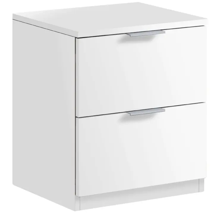 Mesita de noche 2 cajones mesilla dormitorio habitación estilo moderno color blanco mate 45x38x34 cm - 1