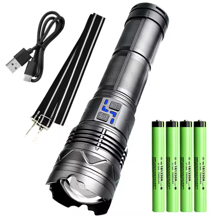 Linterna Láser Blanco Alta Potencia Con Luz LED Super Brillante Y Zoom Extremo Distancia De Iluminación Larga Torcha De Emergencia Exterior Con Indicador De Batería Resistente Al Agua Y Shock - 1