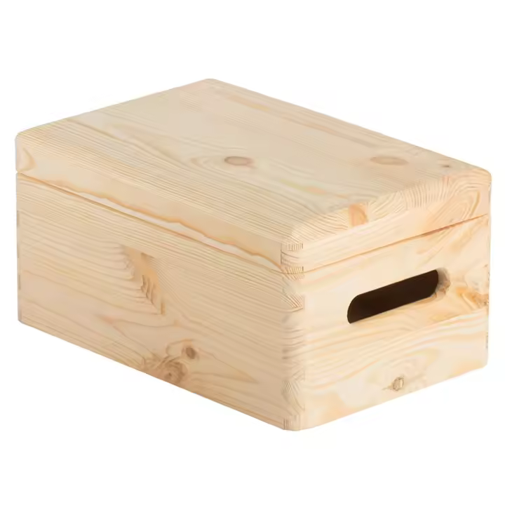 Caja de almacenaje de madera maciza de pino con tapa 14x30x20cm - 1
