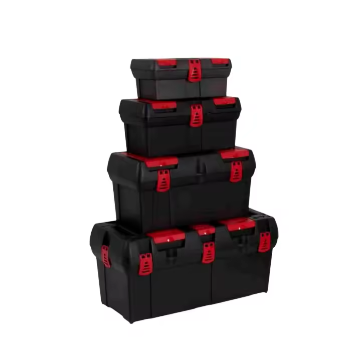 CAJA HERRAMIENTA PLASTICO NEGRO CON CIERRE PLASTICO - 1