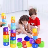 Juego De Juguetes Educativos Para Bebés 9PCS Torre De Bloques Plegable De Oso Arcoíris Alfabeto Y Números Regalo Para Niños - details 5