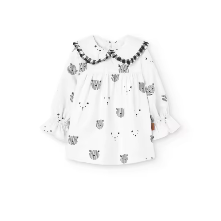 Vestido de bebé blanco osito Cocote & Charanga - 1