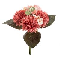 Bouquet De Flores Artificiales 6 Ramas Crisantemo Y Eucalipto Hojas De Hidranegra Para Decoración De Hogar Y Bodas - details 8