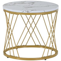 Moderno conjunto de Mesa de Centro, Mesa de Centro conjunto de Mármol de Chapa de sofá Mesa Auxiliar Mesa Redonda, 2 piezas, Marco de Oro, Blanco y Negro de Mesa, muebles de Salón Pequeño, mesa de Centro Redonda con bandeja de - details 2
