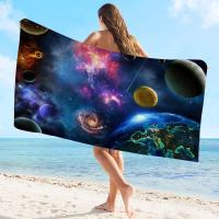 Toalla De Playa Absorbente Y Secado Rápido Con Diseño De Arte Del Universo Estelar Y Planetario Microfibra Para Yoga Natación Y Senderismo - details 5