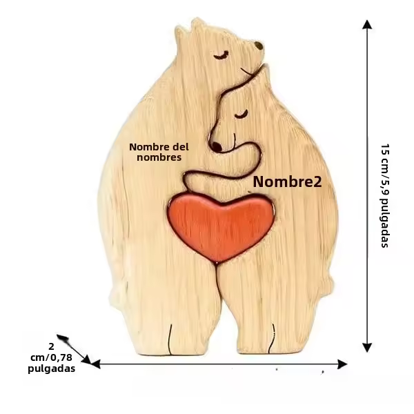 Puzzle De Madera Madre Y Hijos Oso Set De Artesanía Ornamentos Regalo De Día De La Madre DIY Tamaño Único Material De Madera - 1