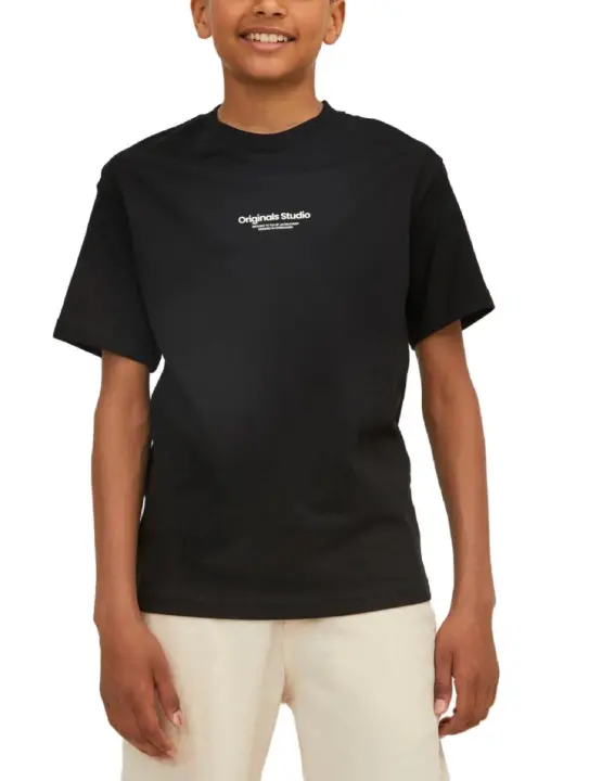 Jack & Jones Camiseta Jack&Jones Junior Erbro Negro Manga Corta de Niño - Marca Reconocida - 1