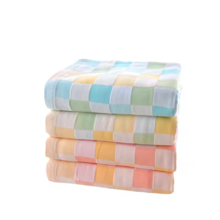 Toalla de gasa, toalla de algodón, doble capa, fina, jacquard, toalla facial, algodón puro, rejilla absorbente de agua, verano - 1