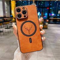 Funda De Cuero Magnética Para iPhone 16 15 14 13 12 11 pro Max plus Compatible Con Magsafe 3D Doble Capa Antisuciedad Antichoque Compatible Con iPhone 15 pro Max 14 pro Max 13 pro Max 12 pro Max 11 pro Max - details 1