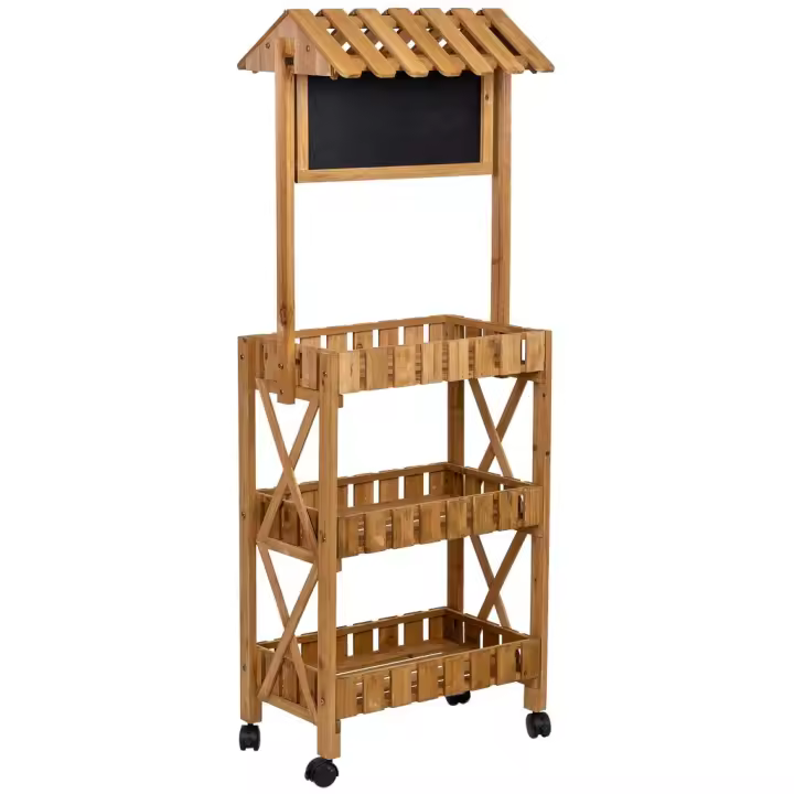 Expositor-estantería de madera con 3 bandejas 56x32x148h cm - 1