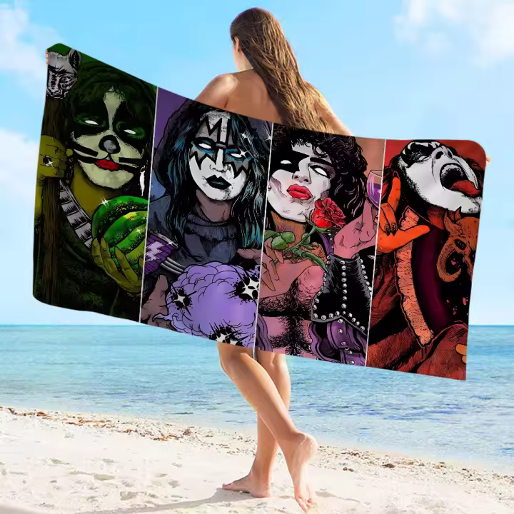Toalla De Playa Microfibra Absorbente Y Secado Rápido Suave Para Yoga Natación Resort Montañismo Tamaño 76x182 Cm Diseño De Dibujos Animados Y Escenas Artísticas - 1