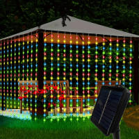 Luz De Cortina Solar 3x3M Para Exterior Cadena De Luces Faeir De Jardín Patio Pabellón Decoración De Boda Fiesta Navidad - details 0
