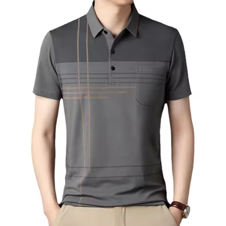 Camiseta Polo Para Hombre Con Estampado De Punto Nuevo Casual Manga Corta Ligera Transpirable Estilo Coreano Top Para Verano - 1