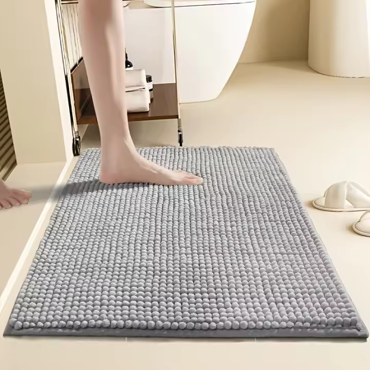 Alfombra de baño absorbente de chenilla - Suave, antideslizante, secado rápido con detalles de borde, perfecta para bañera, inodoro, entrada de ducha - Lavable en máquina,Alfombra Baño Antideslizante, Alfombra Baño Microfibra de Chenille, Alfombra de Baño - 1