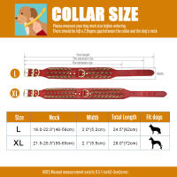 Collar De Cuero Genuino Para Perros Grandes Con Espinas Y Estrellas Fuerte Ajustable Para Pitbull Bulldog Boxer Resistente Todas Las Estaciones Tamaños L/XL Colores Rojo/Marrón/Negro - details 0