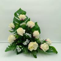 Centro de Flores para Cementerio Ideal para Nicho o Panteón - 8 Rosas Blancas - Medidas 40*50 - details 1