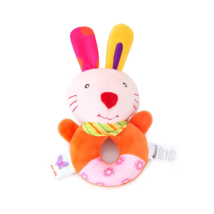 Lindo cachorro búho abeja conejo dibujos animados manivela bebé peluche juguete campana de mano juguete - 1