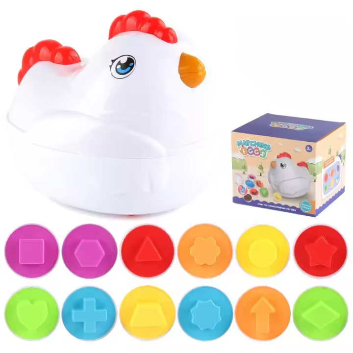 12Pcs Juego de huevos Plástica, Juguetes Niños 2 años, Puzzle Juegos de huevos Colores Clasificación Juegos, Educativos Geométricos para Niños y Niños 1 2 3 años - 1
