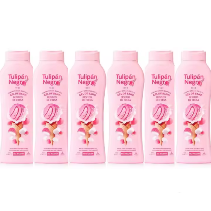 Tulipán Negro - Gel de Baño Hidratante Besitos de Fresa. PACK 6 UNIDADES 650 ml, Intensamente Perfumado - 1