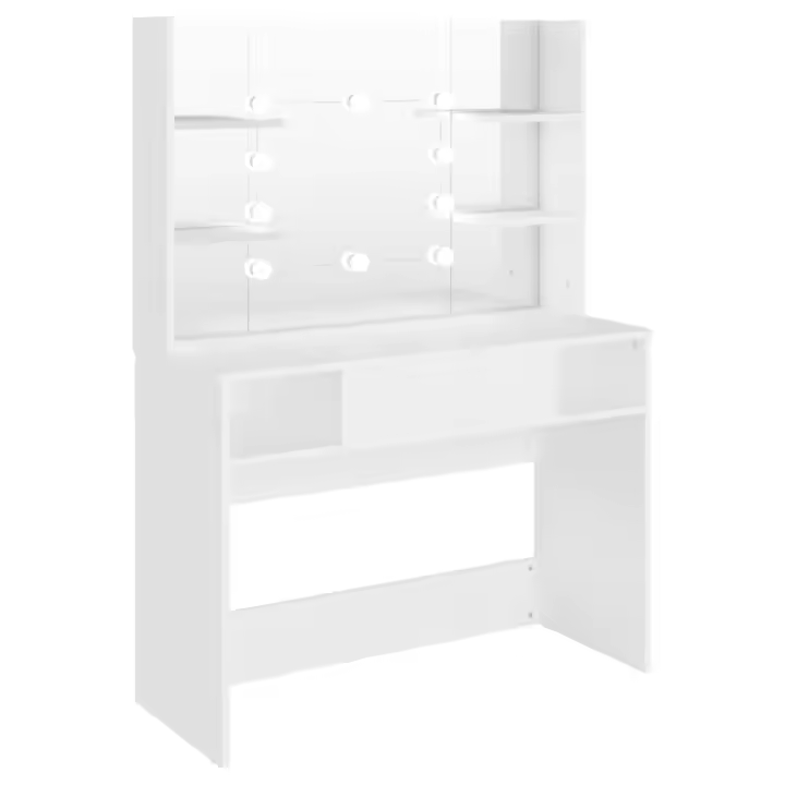 Tocador de maquillaje con luces LED MDF blanco 100x40x135 cm - 1