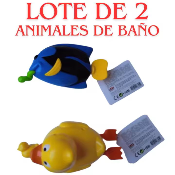 Juguetes acuaticos bebé para 18 meses y más, (LOTE DE 2 UNIDADES) juguete flotante de agua de cuerda, juegos para el baño niños, muñeco nadador animal TACHAN - 1