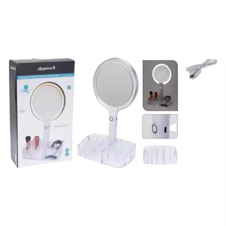 Espejo de Maquillaje LED Inteligente with Organizador Integrado - Perfecto para un Maquillaje Impecable y Ordenado. - 1