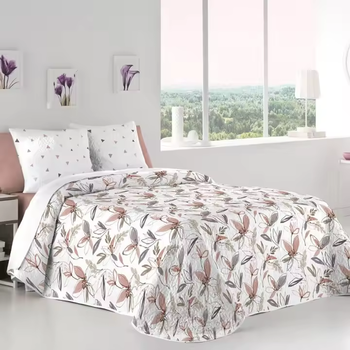 COLCHA REVERSIBLE BOUTI MALU FUN&DECO COLOR MALVA CAMA 135 - 1