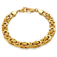 Pulsera De Cadena Punk Bizantina De 8mm En Color Oro Acero Inoxidable Para Hombres Y Mujeres Joyería Vintage De Moda Regalo - details 0